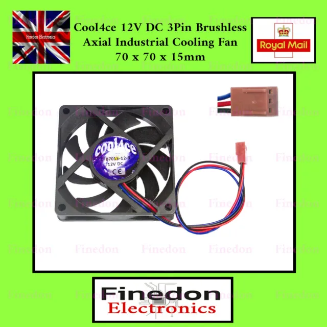 DC 12V 3 Pin Brushless Axial Industrial PC Cooling Fan 70mm 70x70x15mm UK Seller