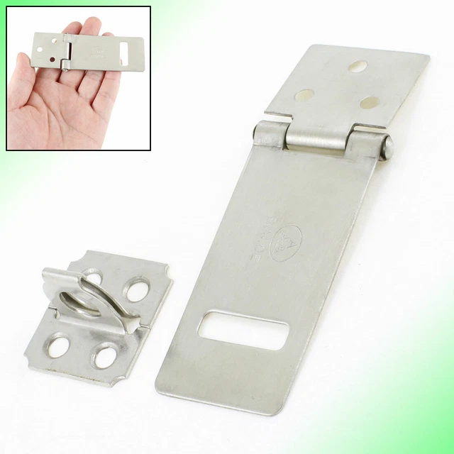 Door Safety 3.4" Silver Tone Stainless Steel Padlock Hasp Staple Set