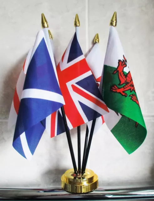 UNITED KINGDOM TABLE FLAG SET 5 flags ST GEORGE WALES SCOTLAND northern ireland