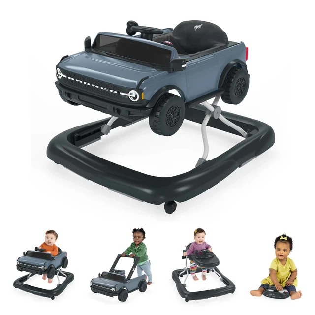 4-in-1 Ford Bronco Blue Grey Baby Activity Center & Push Walker with Removable