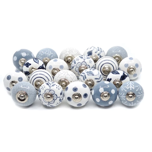 10/20/30 Round Grey White Ceramic Knob Pull Handle Door Cabinet Drawer Cupboard