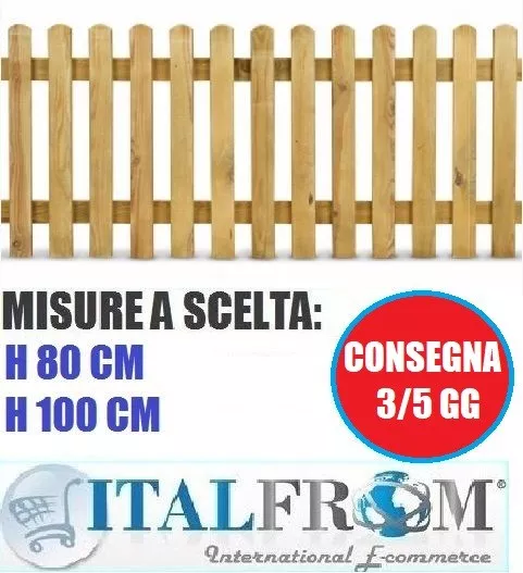 Steccato in Legno di Pino L.200 Staccionata Doghe per Recinzione Giardino Aiuole