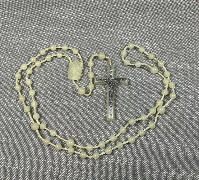 Vintage Rosary Glow In The Dark Beads Christian H76