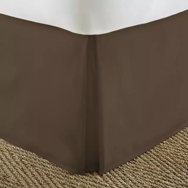 Falda de cama italiana de lujo marrón chocolate 14" gota tamaño king ZIL-BDSK-K-CH