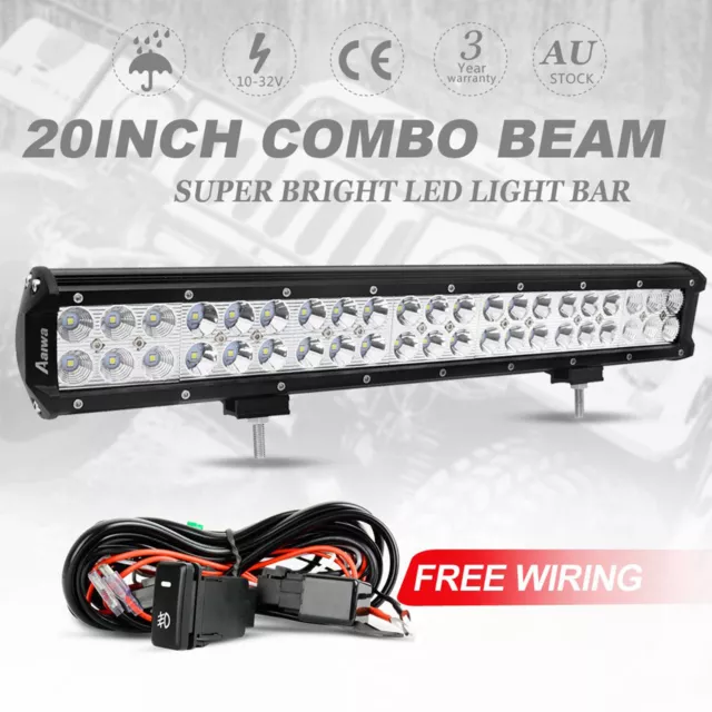 20inch LED Light Bar Flood Spot Combo Kit Offroad Driving Lamp 4WD 4x4 + Wiring