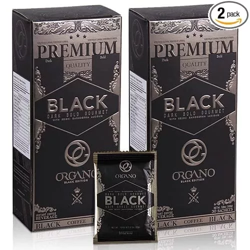 2 Box Organo Gold Gourmet Black Coffee, Organic 100% Certified, 105g - 30 bags (