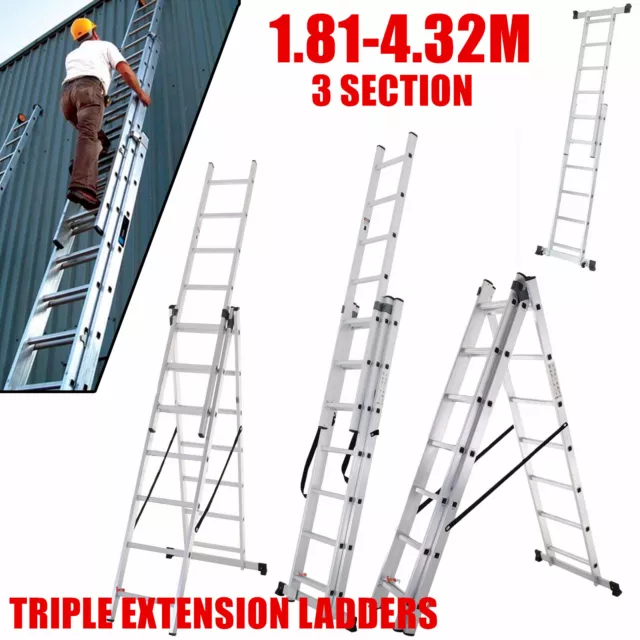 3 SECTION Triple Combination Ladders-EN131 Professional Aluminium Working Ladder