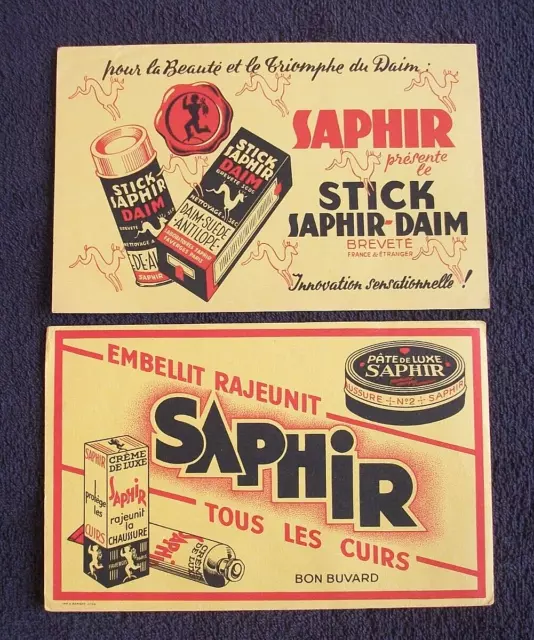 Deux Buvards Creme De Luxe Saphir Pour Cuirs