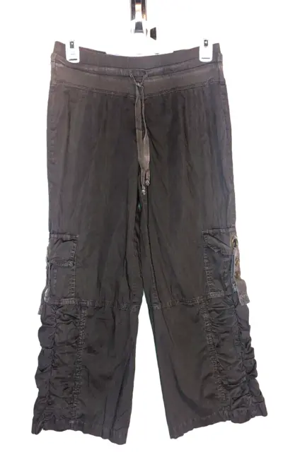 XCVI Wearables Ruched Wide Leg Crop Pants Drawstring Sz Small Women's Boho  j66