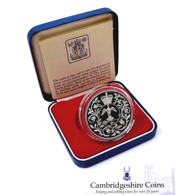 1977 SILVER PROOF Silver Jubilee Crown Coin Box Bullion COA Royal Mint