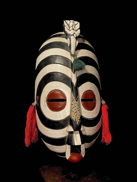 African Tribal Face Mask Wood Hand Carved Vintage Wall Hangingloma guerze-4653