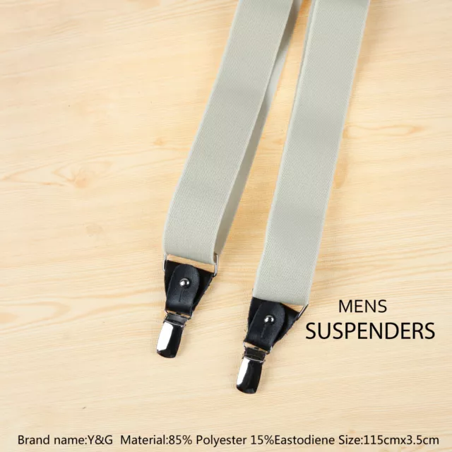 Khaki Mens braces heavy duty Elastic Gift Box X-Back Clip Set Men Y&G YFA010504 2