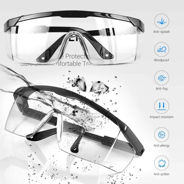 Safety Goggles Over Glasses Lab Work Eye Protective Eyewear Clear Lens Splash