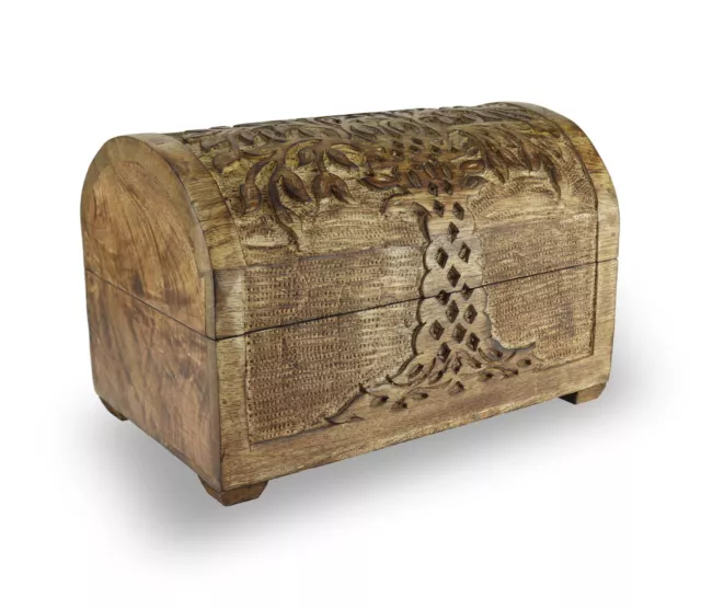 Budawi® Schatzkiste Holztruhe Holzbox Holzkiste Lebensbaum aus Mangoholz klein