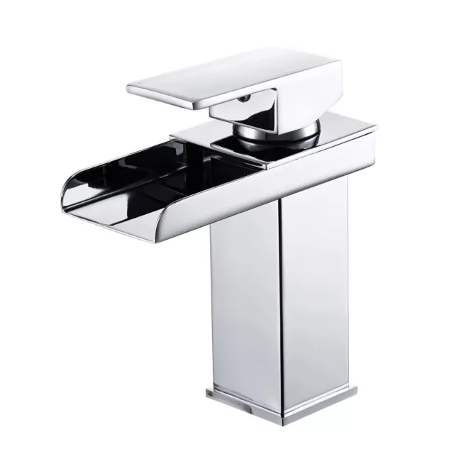 Lavabo de grifo de baño en cascada mono batidora cromo manto + residuos