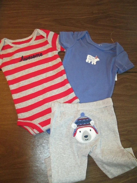 NWT Baby Boy 3 Mo Outfit Set Carters 3 Piece Polar Bear Hugs Awesome