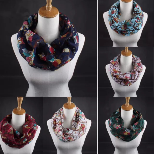 Fashion Womens Ladies Scarves Owl Print Scarf Warm Wrap Shawl Collar Scarf