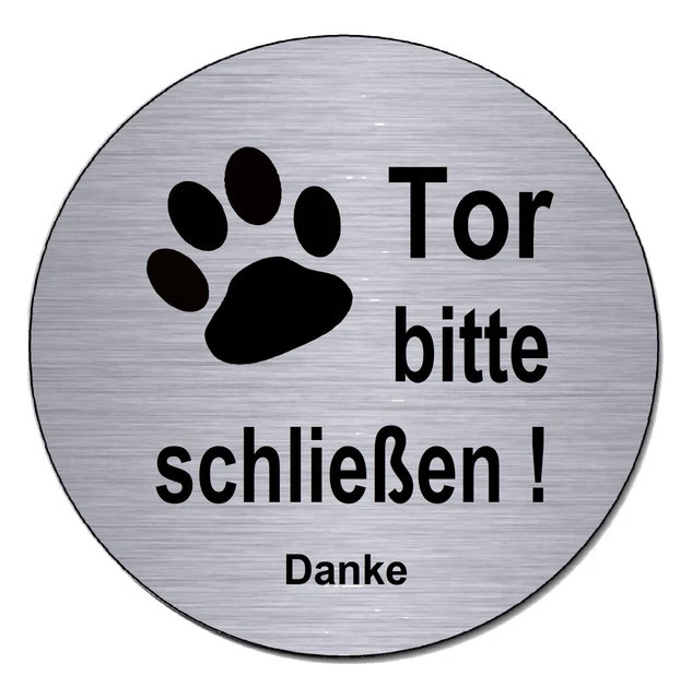Hundeschild 'Tor Bitte Schließen' – 10x10 Cm Alu-Schild In Edelstahloptik, Wetterfest
