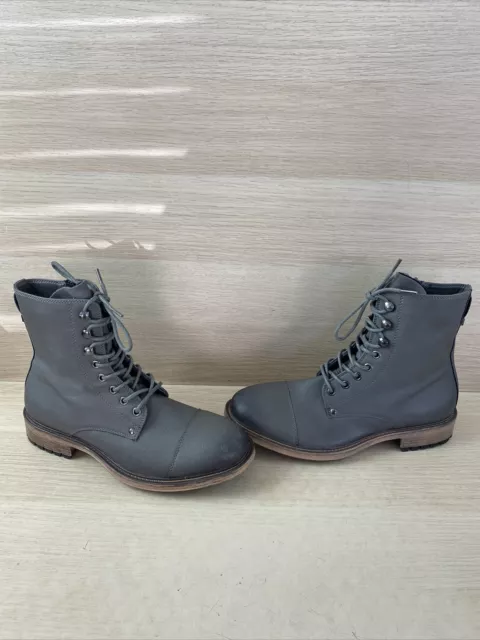 J75 BY JUMP CYLINDER Gray Leather Cap Toe Lace Up Zip Boots Men s Size 8 11.99 PicClick
