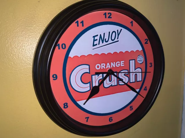 Orange Crush Soda Fountain Diner Kitchen Man Cave Advertising Clock Sign