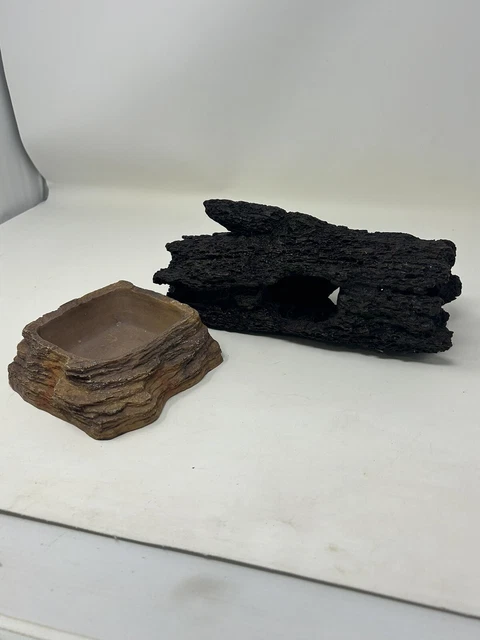 Snake Reptile Hide Hollow Log Aquarium Fish Tank Bearded Dragon Gecko Accessorie