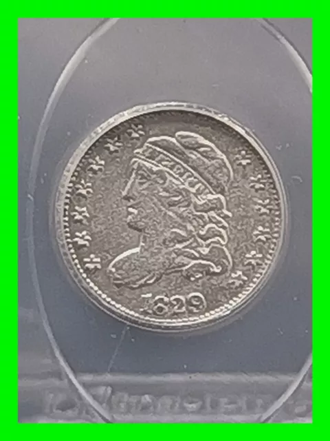 1829 Capped Bust U.S. Half-Dime 5c - Graded Fine F 15 With Details