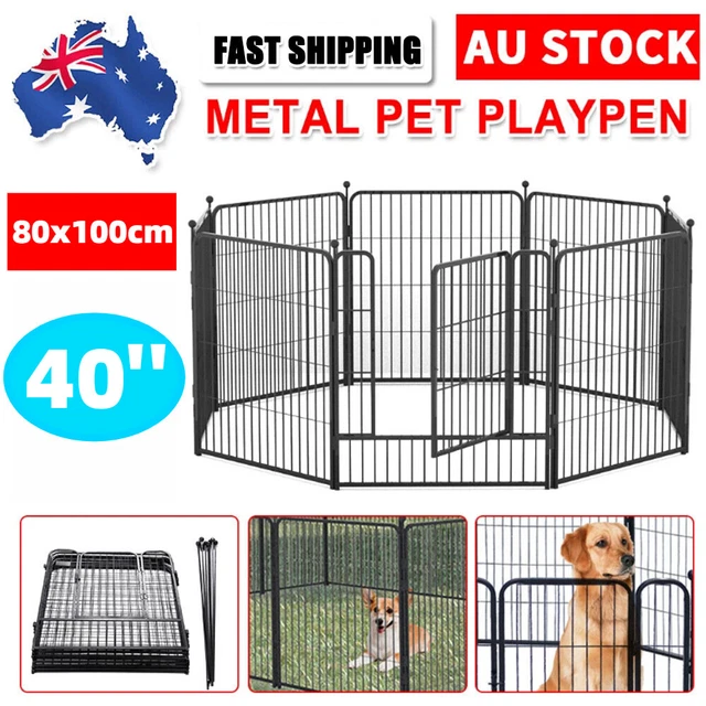 40& 8 PANEL Pet Dog Playpen Cage Enclosure Exercise Cat Puppy Metal ...