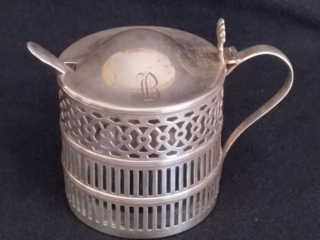 Vintage WEBSTER Sterling Silver Mustard / Jam Pot with Glass Liner & Spoon