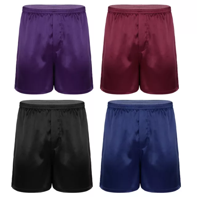 Men Satin Silk Underwear Boxers Shorts Lounge Pants Beachwear Pyjamas Sleepwear