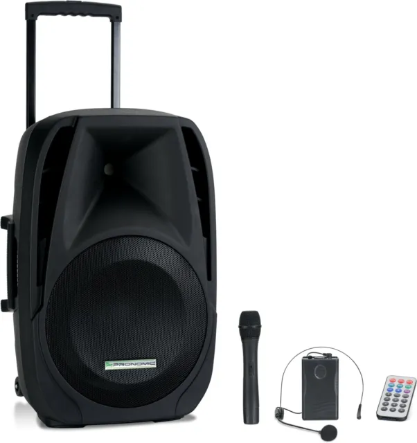 Mobile Dj Pa Anlage 15" Akku Lautsprecher Trolley Box Usb Sd Mp3 Bluetooth Mic