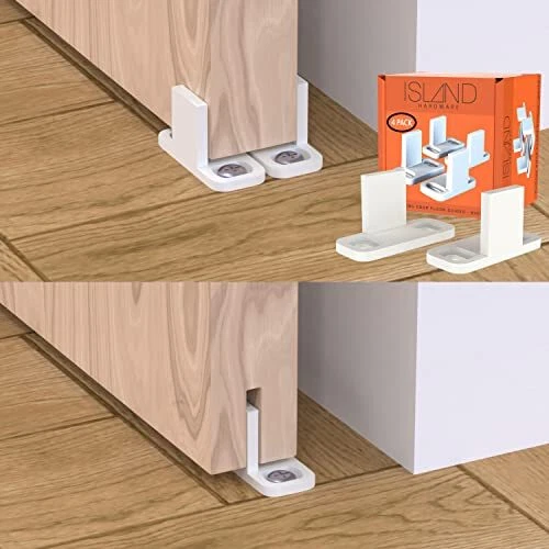 Pocket Door Guide 4 Pack - White Sliding Door Guides Floor Mount - Bypass Doo