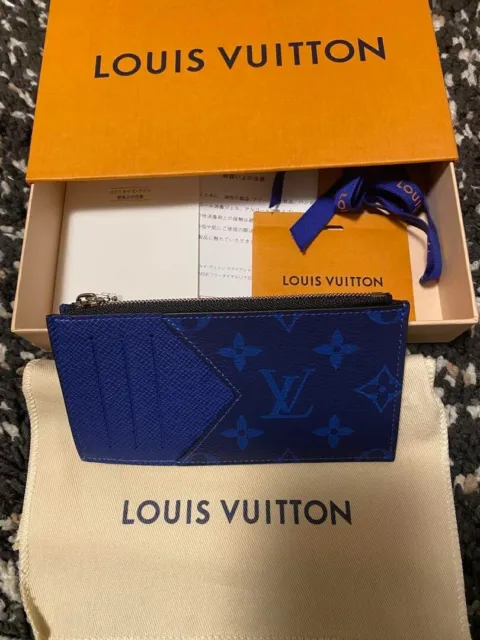 Louis Vuitton Taigarama Coin Card Holder M30785 Denim Blue Monogram with  box