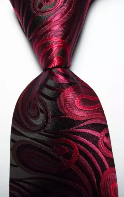 New Classic Paisley Red Black JACQUARD WOVEN Silk Men's Tie Necktie
