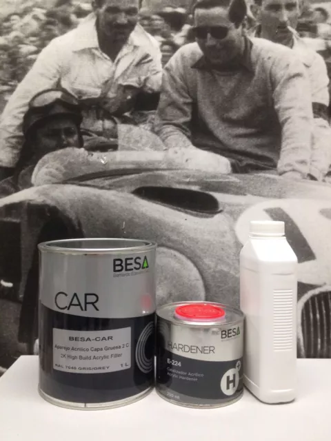 Peinture carrosserie: 1L Apprêt garnissant BESACAR + durc + diluant = 1,5L (2kg)