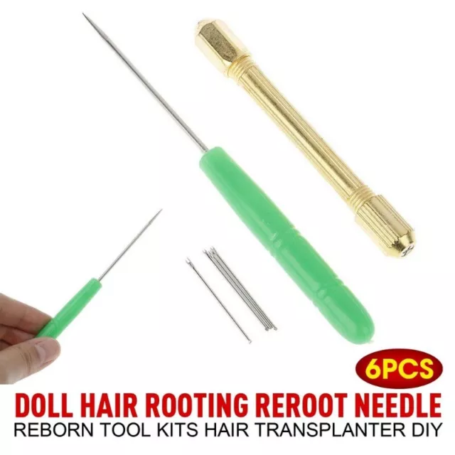 1set DIY Doll Hair Rooting Reroot Rehair Tool Holder With 5 Extra Needles  For Barbie Transplanter