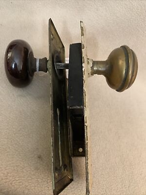 Antique Vintage Mortise Door Lock Key Latch w/Door Knobs & Face Plates (INV#6)