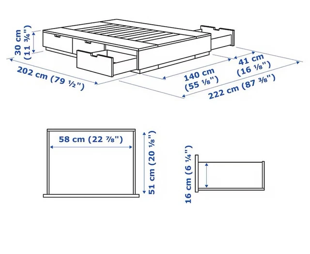 IKEA NORDLI BED frame with drawers £175.00 PicClick UK