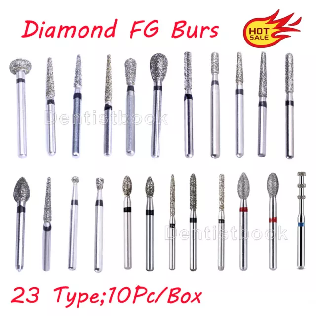 10Pc/Box AZDENT Dental Diamond Burs Drill for NSK High Speed Handpiece 23 TYPES