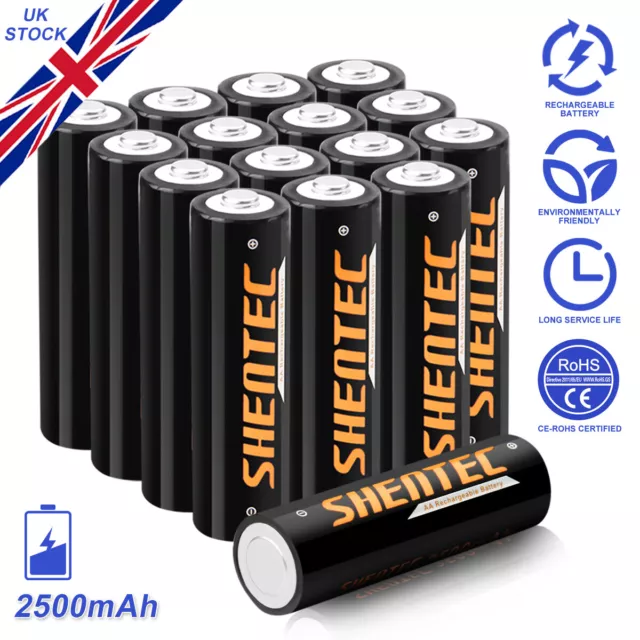 16Packs RECHARGEABLE 2500mAh 1.2V AA INDUSTRIAL Ni-MH BATTERIES LONG EXPIRY UK