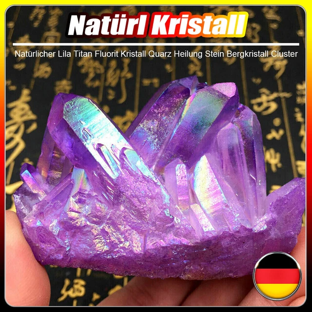 Natürlicher Lila Titan Fluorit Kristall Quarz Heilung Stein Bergkristall Cluster