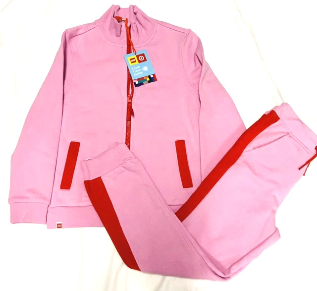 New LEGO Pink Girls SZ Medium Youth Zip-Up Tracksuit Jacket Pant Set Sweatshirt
