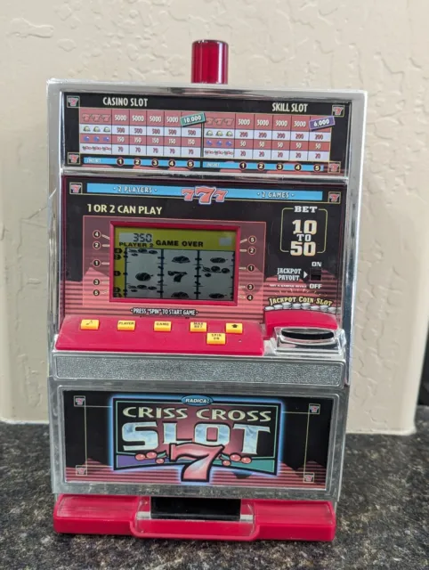 Radica Criss Cross Slot 7's Casino Slot Machine Coin Bank 2 Player - Works Great