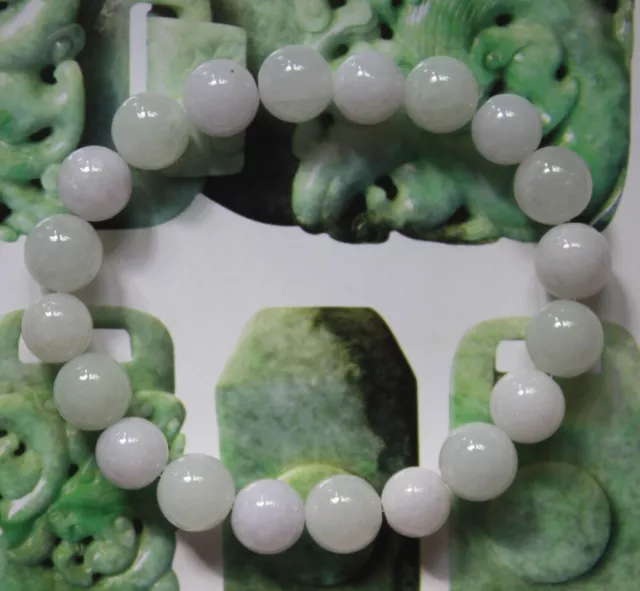 CERTIFIED Natural Jade Grade A Untreated Light Lavender Jadeite Bracelet #Br581