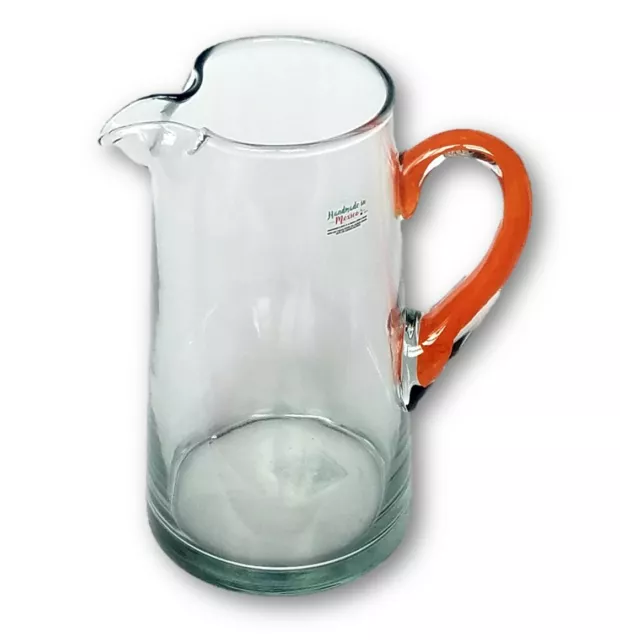 Libbey Cabos Handcrafted 90 Oz Glass Serving Pitcher With Orange Infused Handle