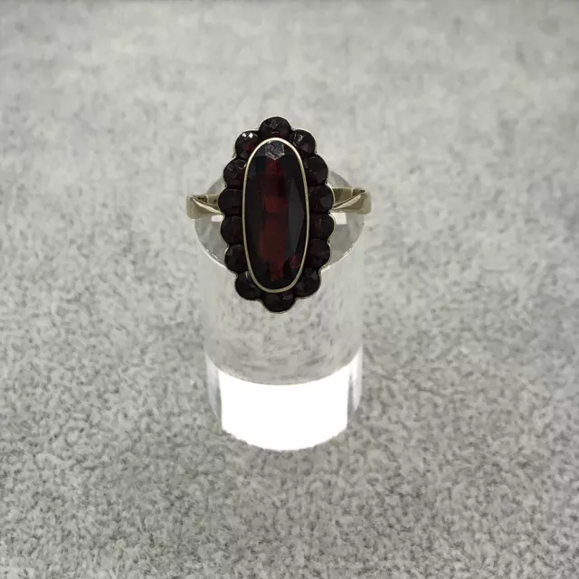 333 8ct Bague or Avec Rouge Grenat Pierres, Taille de au Choix 61, Bon État