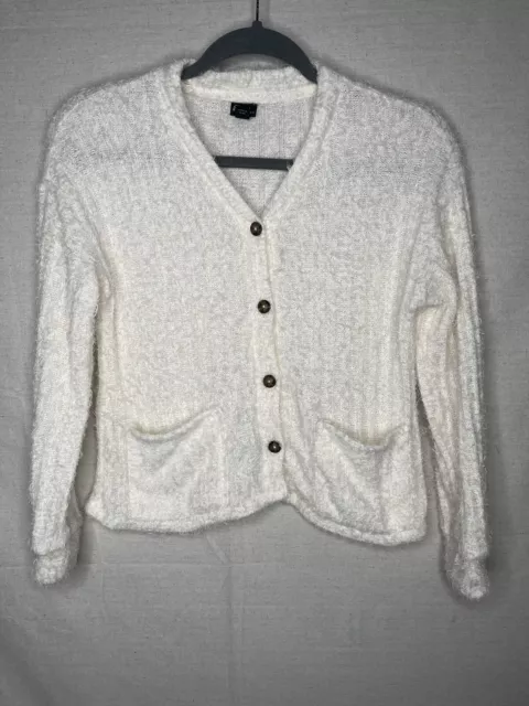 Art Class GIRLS SIZE L (10/11) Shaggy Fuzzy Button Cardigan Sweater Ivory White