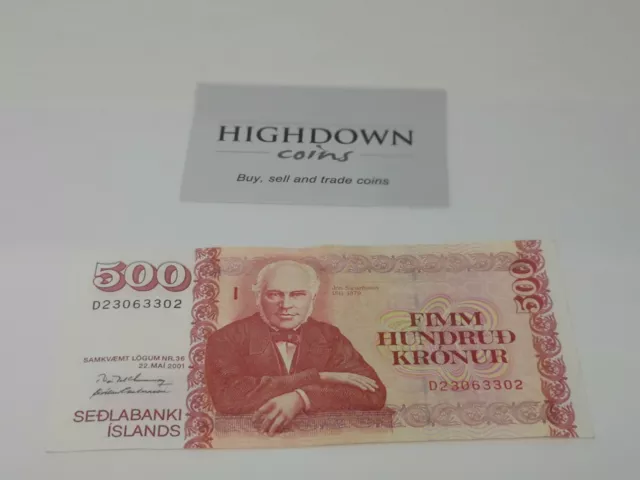 ICELAND 500 kronur banknote circulated (Left over holiday money) ISK (302)
