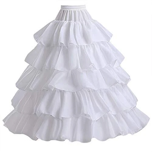 Women's Hoop Skirt 5 Layers 4 Hoops Petticoat Crinoline Wedding Pettico...