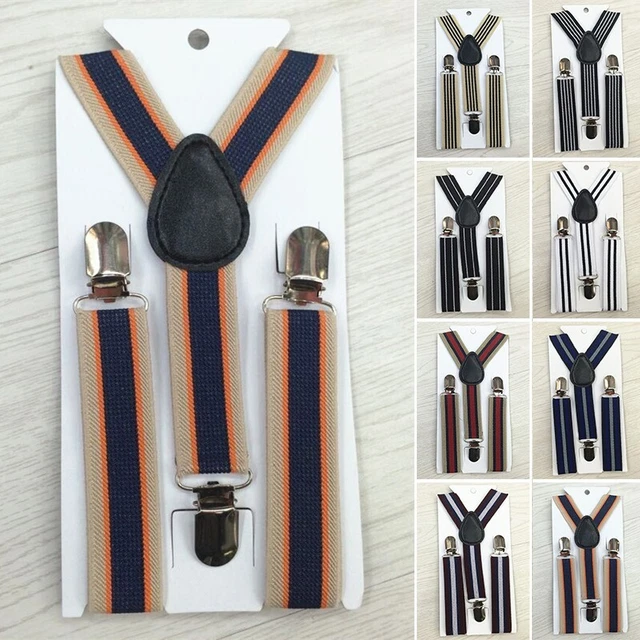 Alla moda unisex bambini a righe cinturino in poliestere clip cintura bretelle r
