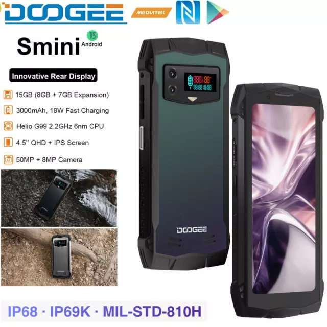 4.5" DOOGEE MINI 4G LTE Rugged Phone Android Outdoor Mobile Dual Screen 8+256GB